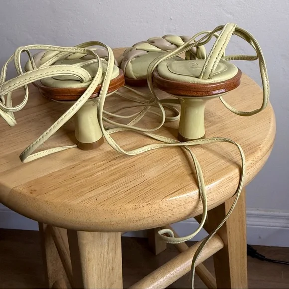 NEW Anthropologie Vicenza Braided Leather Kitten Heel Sandals - Picture 5 of 8